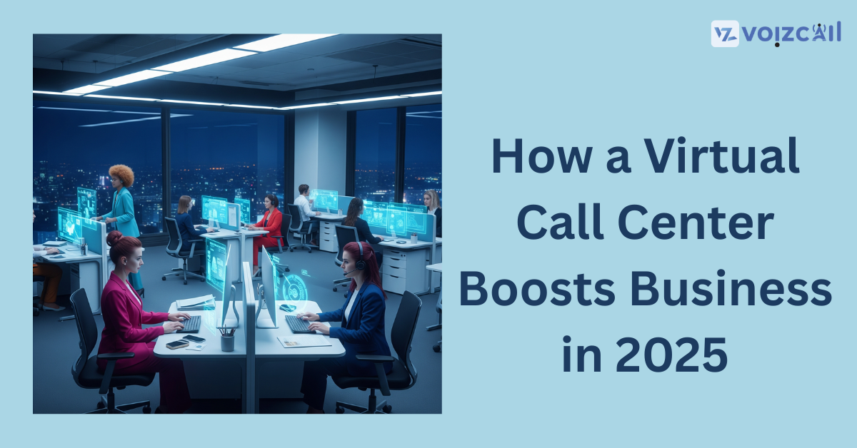 Business team collaborating through virtual call center platform