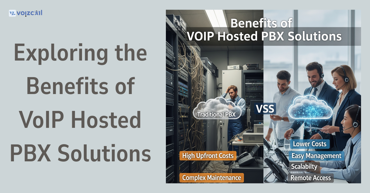 Business team using hosted PBX phones for remote collaboration